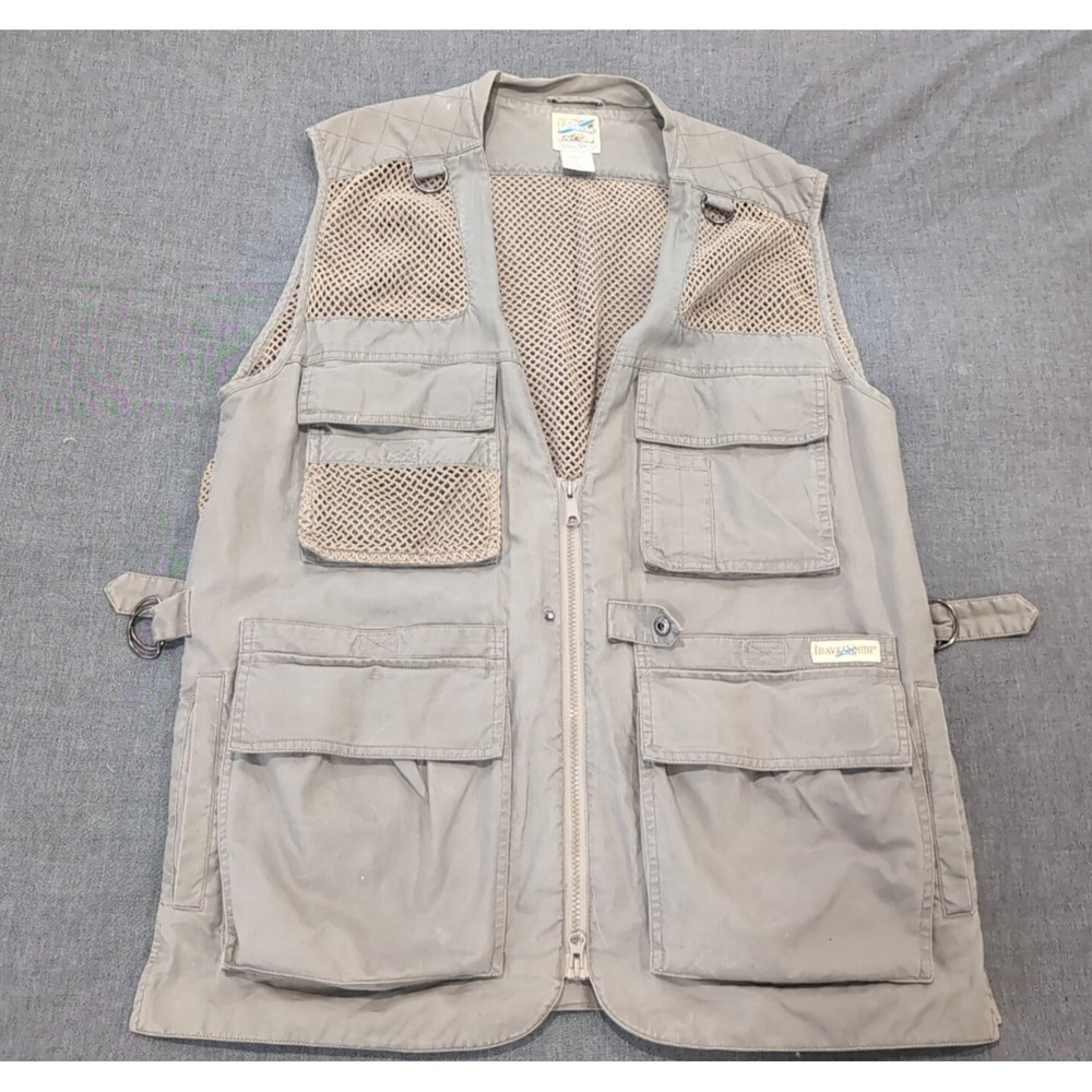 TRAVELSMITH Medium 16 POCKET TRAVEL, FISHING, PHOTOGRAPHY VEST MEN-LARGE KHAKI